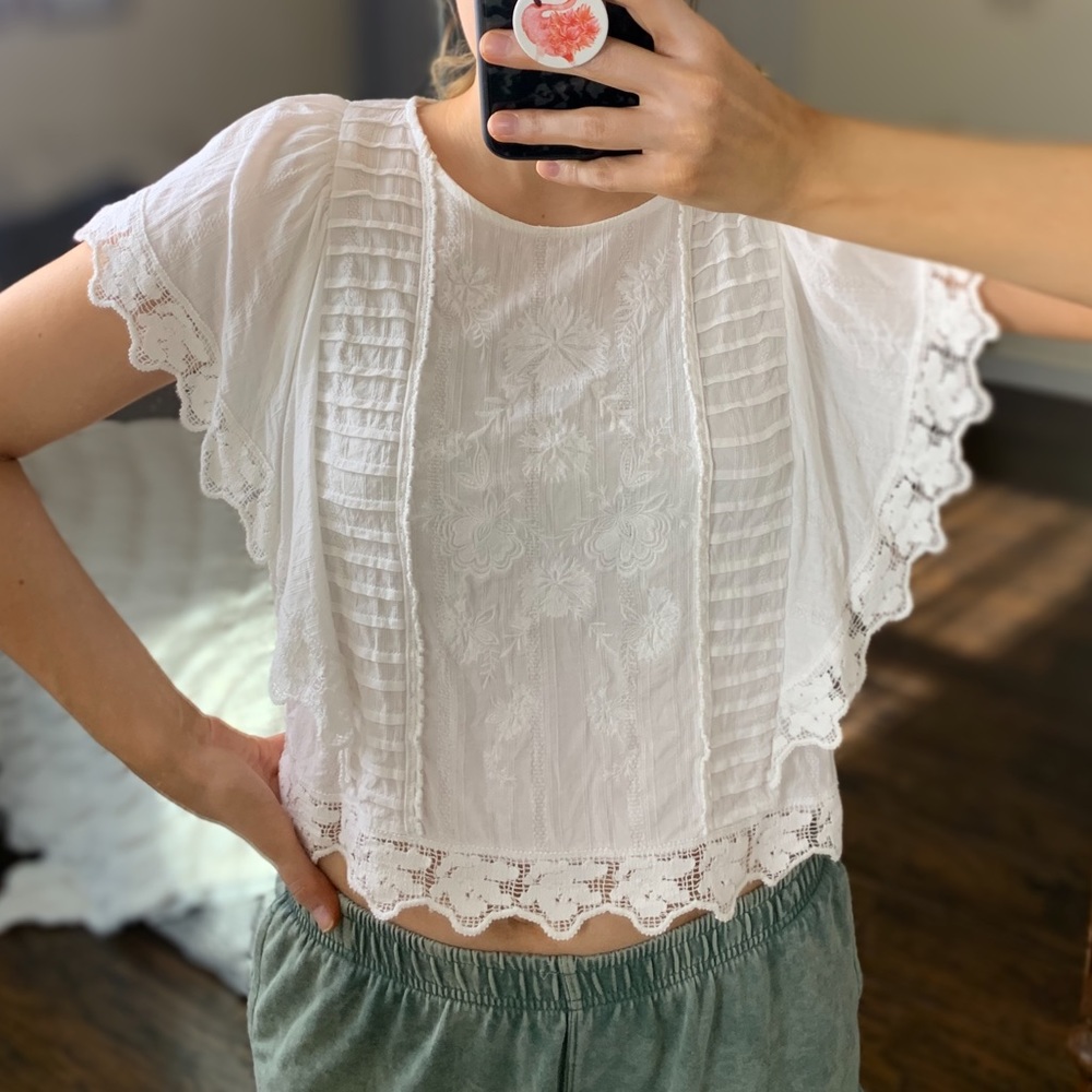 White Crochet Crop Top - Small - Target